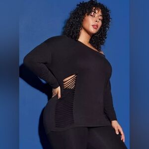 Torrid LoveSick Super Soft Slub Off Shoulder Slash Long Sleeve Tee 3x